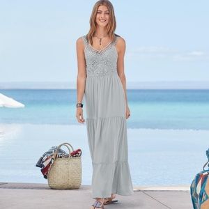 Sundance Catalog Gray “Elegant Airs” Maxi Dress, Size Medium M